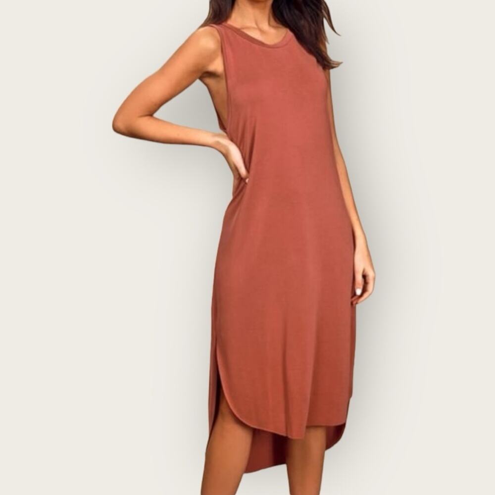 NWT | Lush | Jersey High-Low Midi Dress | Rusty Rose | XL
